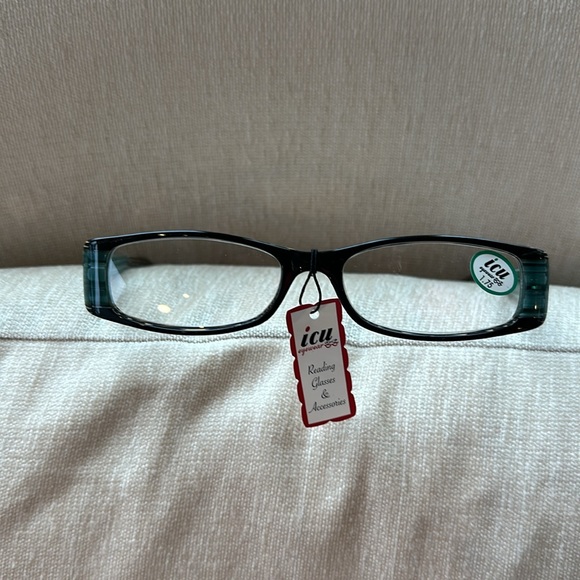 ICU EYEWEAR READING GLASSES 1.75 NWT TIGER EYE BLACK AND GREEN - Picture 4 of 9